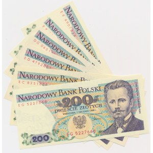 200 złotych 1986/88 (6 szt.)