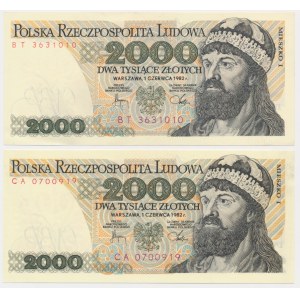 2,000 PLN 1982 (2 pieces).