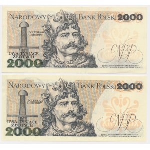 2,000 PLN 1982 (2 pieces).