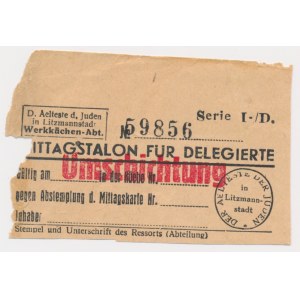 Lodz ghetto, lunch coupon for delegates