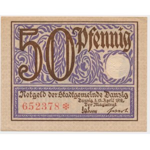 Danzig, 50 fenig 1919 - fialová -