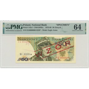 50 złotych 1986 - WZÓR - EG 0000000 - No.0239 - PMG 64