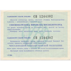 Talon NBP na 200 złotych na wymianę na korony w Czechosłowacji