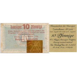 Danzig, 10 Pfennige 1923 - October - watermark KOGA -