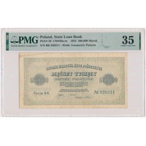 500 000 marka 1923 - BK - 6 číslic - PMG 35 - vzácna odroda
