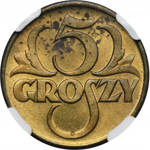 5 groszy 1923 Mosiądz - NGC MS62