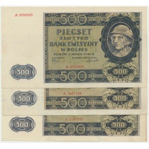 500 zloty 1940 - A - (3 pieces).