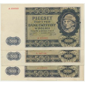 500 złotych 1940 - A - (3 szt.)