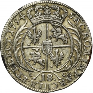 Augustus III of Poland, 1/4 Thaler Leipzig 1754 EC