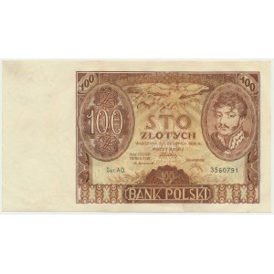 100 złotych 1932 - Ser.AO. - znw. kreski na dole -