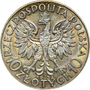 Głowa Kobiety, 10 złotych Londyn 1932