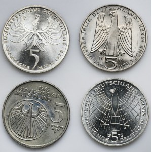 Set, Germany, FRG, 5 Mark (4 pcs.)