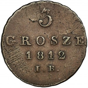 Varšavské knížectví, 3 grosze Warsaw 1812 IB