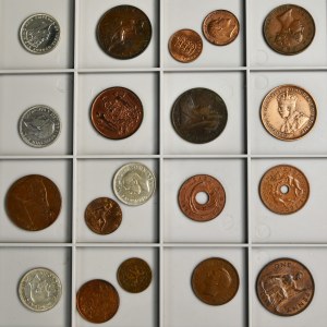 Súbor, britské a holandské mince 20. storočia (19 kusov).