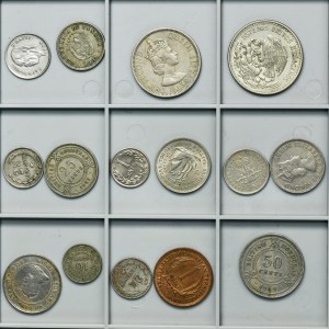 Sada, středoamerické a asijské mince (15 ks)