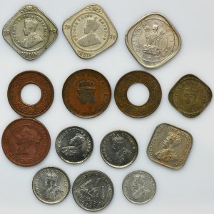Sada, Cejlon, Britská Indie a Indie, Viktorie a Jiří V., Smíšené mince (14 kusů).