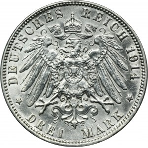 Germany, City of Hamburg, 3 Mark Hamburg 1914 J