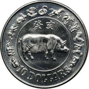 Singapur, 10 Dolarów Singapur 1983 - Rok Świni