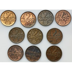 Sada, 2 mince 1925-1939 (10 kusov) - pekné kusy