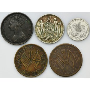 Sada, ázijské mince, zmes mincí (5 ks)
