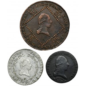Súprava, Rakúsko, František I., Krajcars (3 ks)