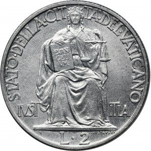 Papal States, Vatican, Pius XII, 2 Lire 1942