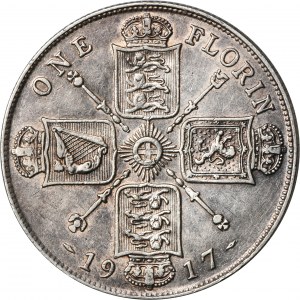 Veľká Británia, George V, 1 Floren (2 Shillings) Londýn 1917