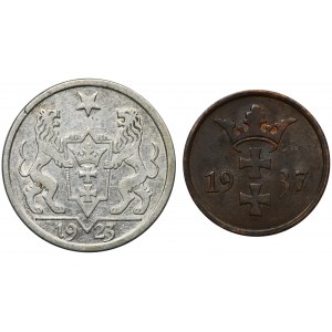 Set, Free City of Danzig, gulden and 2 pfennig (2 pcs.)