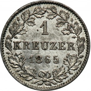 Germany, Kingdom of Württemberg, Karl I, 1 Kreuzer 1865
