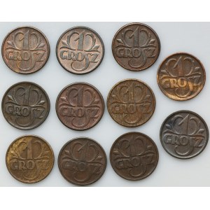 Sada, 1 cent 1925-1939 (11 kusov) - vzácnejšie ročníky