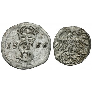 Satz, Sigismund II. Augustus, Denar und Zwei-Dollar-Vilnius (2 Stück).