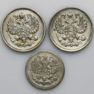 Súprava, Rusko, Mikuláš II, 5 a 10 kopejok (3 kusy).