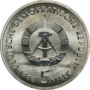Německo, NDR, 5 Marks Berlin 1988 - Přístav Rostock