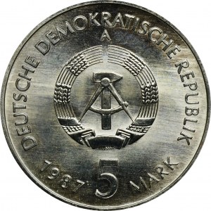 Německo, NDR, 5 Marks Berlin 1987 - 750 let Berlína, Mikulášská čtvrť