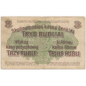 Poznaň, 3 ruble 1916 - B - dlhá doložka -