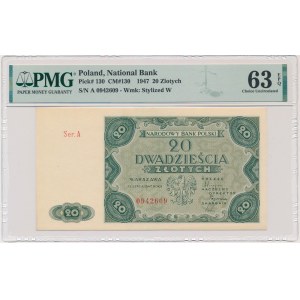 20 zlatých 1947 - A - PMG 63 EPQ