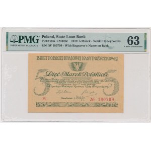5 známek 1919 - IW - PMG 63