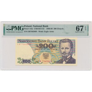 200 złotych 1988 - EB - PMG 67 EPQ - seria przejściowa