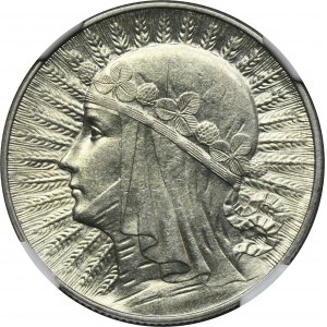 Head of a Woman, 5 gold Warsaw 1934 - NGC MS60