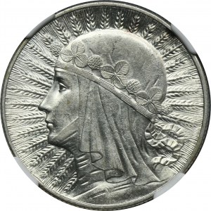 Głowa Kobiety, 5 złotych Londyn 1932 - NGC AU58