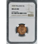 5 halierov 1939 - NGC MS65 RD