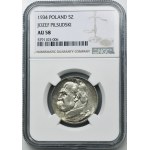 Piłsudski, 5 złotych 1934 - NGC AU58