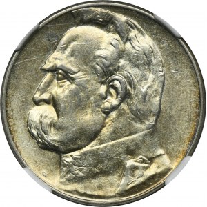 Piłsudski, 5 złotych 1935 - NGC AU58