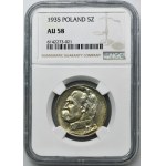 Piłsudski, 5 złotych 1935 - NGC AU58