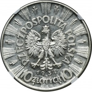 Pilsudski Strzelecki, 10 zlatých 1934 - NGC AU50