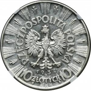 Piłsudski Strzelecki, 10 złotych 1934 - NGC AU50