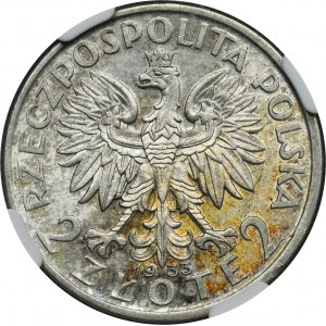 Głowa Kobiety, 2 złote 1933 - NGC AU58