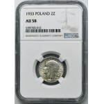 Głowa Kobiety, 2 złote 1933 - NGC AU58