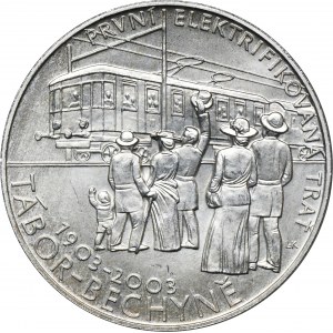 Česká republika, 200 korun 2003 - 100. výročí první elektrifikované železnice z Tábora do Bechyně
