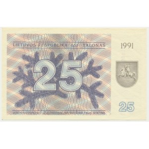 Litva, 25 talonas 1991 - s doložkou -